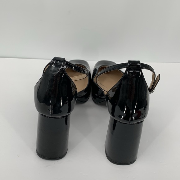 BP D'Orsay black patent pumps ankle strap chunky heel platform shoe Drag 14 - Picture 5 of 7